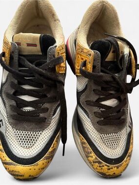 Gucci Men's Black, White & Yellow Low-Top Sneakers